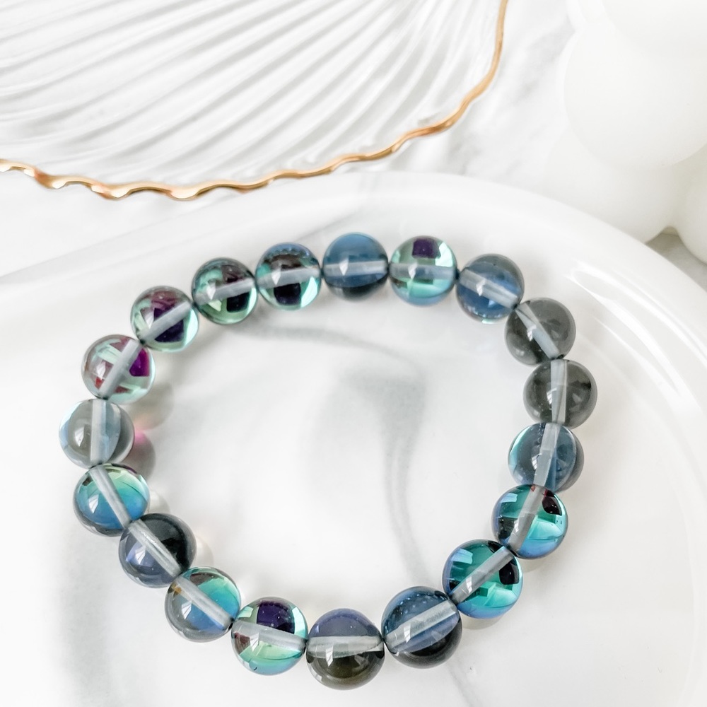 ๐HP๐ Iridescent Boho Beaded Stretch Stone Bracelet - Picture 2 of 2